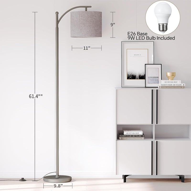 SUNMORY Arc Floor Lamp,Modern Floor Lamp with 9W 3 Color Temperatures Bulb,Metal Standing Lamps with Adjustable Hanging Lampshade,Tall Floor Lamps for Living Room,Bedroom,Office - Image 3